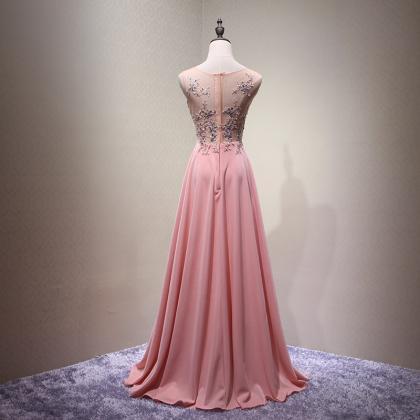 Prom Dresses, Sleeveless Pink Round Neck Party..
