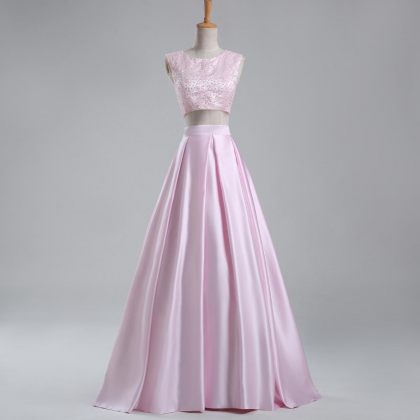 Prom Dresses,pink Beaded Prom Dresses Elegant And..