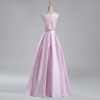 Prom Dresses,pink Beaded Prom Dresses Elegant And..