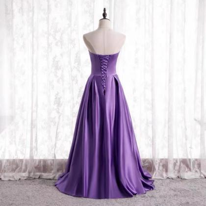 Prom Dresses,high End Satin Purple Evening..
