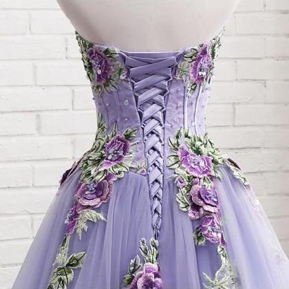 Prom Dresses,sweetheart Lavender Tulle Long 3d..