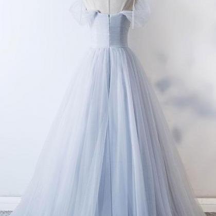 Prom Dresses,gray Sweetheart Tulle Long Prom..
