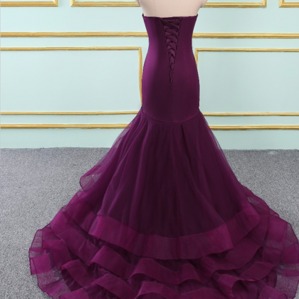 Prom Dresses，sweetheart Neck Purple Organza Long..