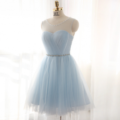 Homecoming Dresses,short Light Blue Tulle Cute..