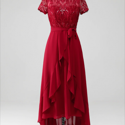 Prom Dress,burgundy Asymmetrical Sparkly Sequin..