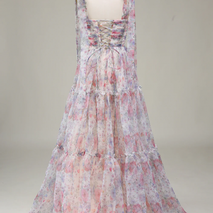 Prom Dress,a-line Spaghetti Straps Lilac Flower..