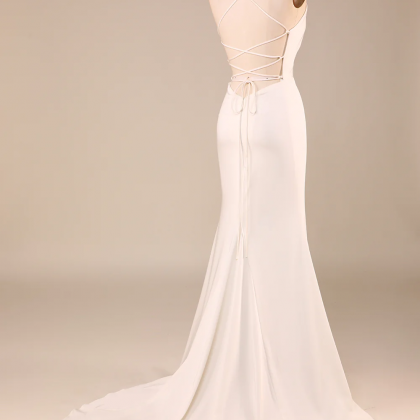 Prom Dress,simple Ivory Mermaid Boho Long Wedding..