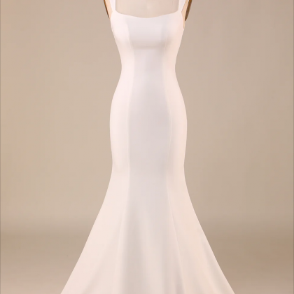 Prom Dress,simple Ivory Mermaid Wedding Dress With..