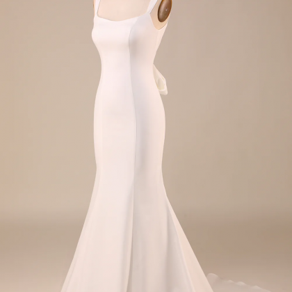 Prom Dress,simple Ivory Mermaid Wedding Dress With..