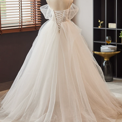 Aline Round Neck Tulle Lace Short White Formal Prom Dress, White Lace Homecoming Dress main image 1