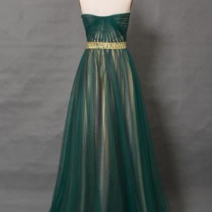 Dark Green Two Tone Long Prom Dresses, With..