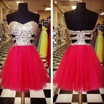 Strapless Beading Short Homecoming Dress ,party..
