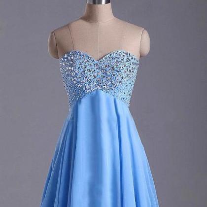Cute Light Blue Short Beadings ,prom Dresses ,..