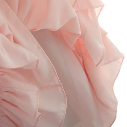 Pretty Chiffon Pink Halter Short Prom Gown, With..