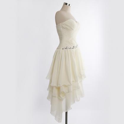 Adorable Ivory Asymmetrical Prom Gown ,prom..