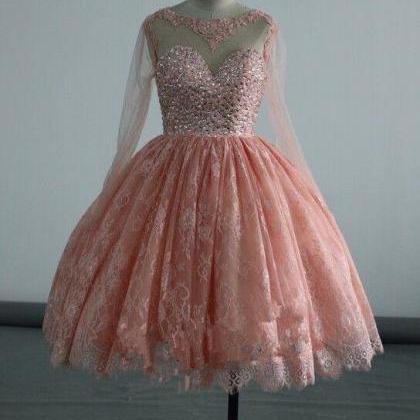 2016 Lace Short Puffy Prom Dresses, Party Dresses,..