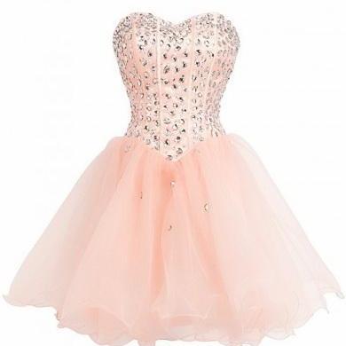 Homecoming Dresses, Blush Pink Prom Dresses, Tulle..