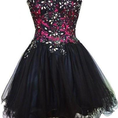Black Homecoming Dress, Tulle Homecoming Dress,..