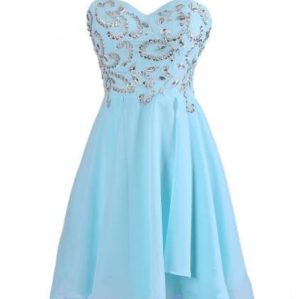 Blue Homecoming Dress ,chiffon Homecoming Dresses,..