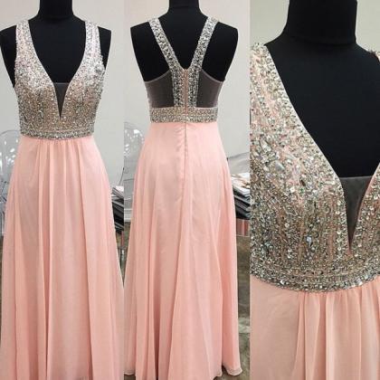 High Quality A-line Chiffon Sequined Prom Dres,s..