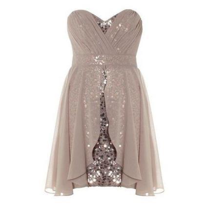 Shimmery Gold Homecoming Dresses, Sequins Chiffon..