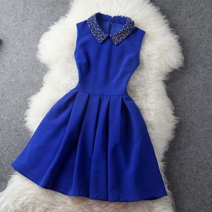 Blue Dress With Collar, Homecoming Dresses, Mother..