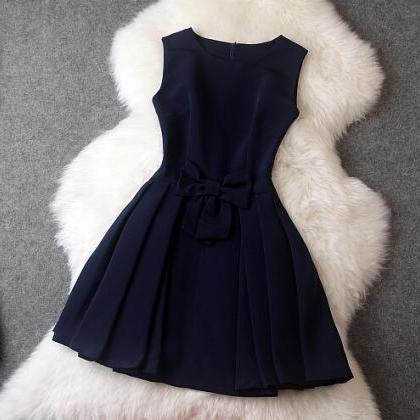 Fashion Bow Sleeveless Dress,homecoming Dresses,..