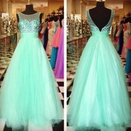 Real Image 2016 Sexy Green Prom Dresses, Crystals..