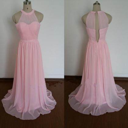 Pretty Pink Halter Neckline Prom Dresses Pink..