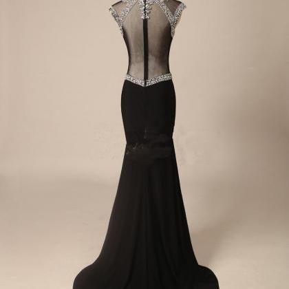 Pretty Handmade Black And Sexy Long Prom Gown With..