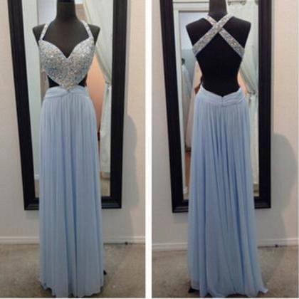 Blue Prom Dresses,sparkly Prom Dress,straps Prom..