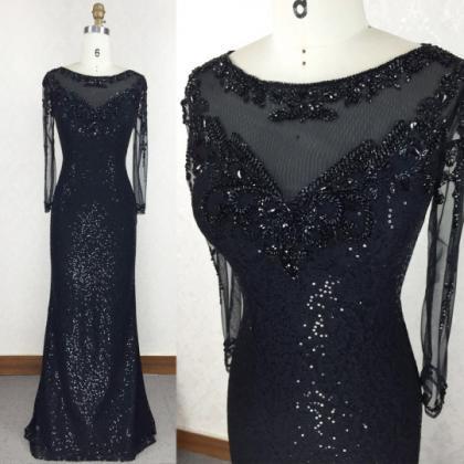 Black Prom Dress,mermaid Prom Dress,sequinedprom..