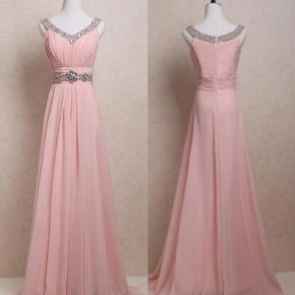 Blush Pink Prom Dresses,straps Prom Gowns,pink..