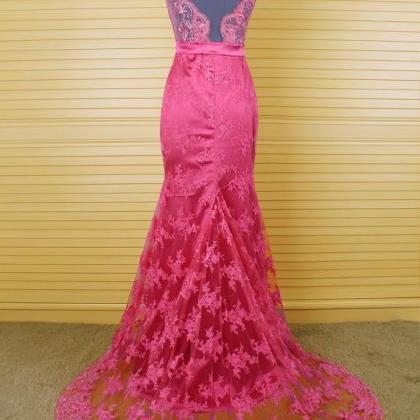 Pink Prom Dresses,v Neckline Prom Dress,sexy Prom..