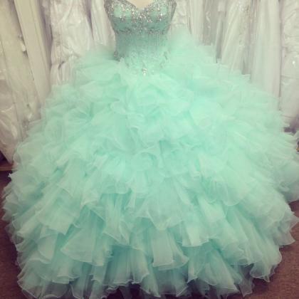Mint Green Prom Dress,ball Gown Prom..