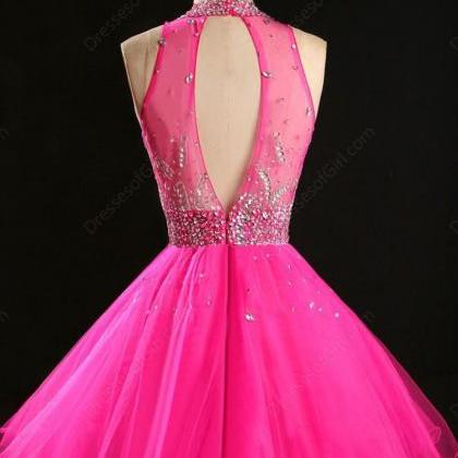 Open Back Homecoming Dress, Beaded Sequin..