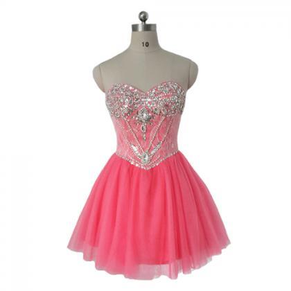 Homecoming Dresses,red Beaded Homecoming Dress,..
