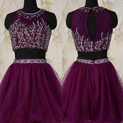 Homecoming Dresses, 2 Pieces Purple Homecoming..