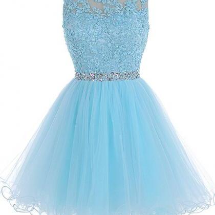 Homecoming Dresses, Light Blue Lace Homecoming..