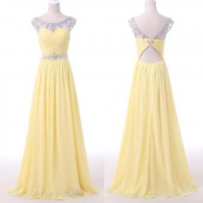 Daffodial Long Chiffon Prom Dresses,elegant Pretty..