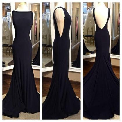 Simple Long Mermaid Prom Dresses,backless Modest..