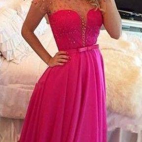 Modest Prom Gown,tulle Prom Dresses, Pink Prom..