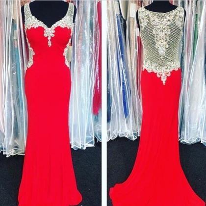 Red Backless Prom Dresses,red Prom Gowns,prom..