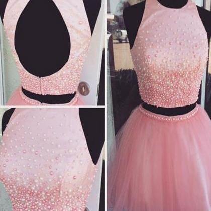 Homecoming Dresses,pink Beading Tulle Short Prom..