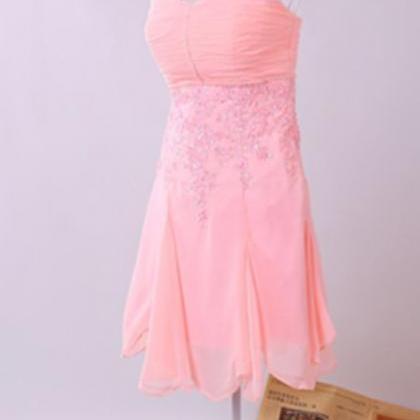 Homecoming Dresses,pink Chiffon Strapless Zipper..