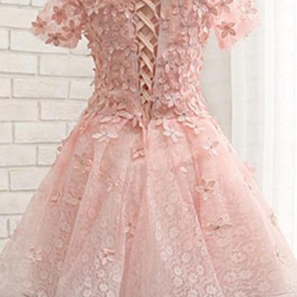 Homecoming Dresses,applique Pink Off Shoulder..
