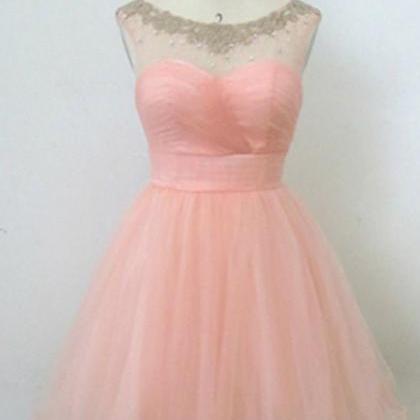 Homecoming Dresses,blush Pinl Lace Short A-line..