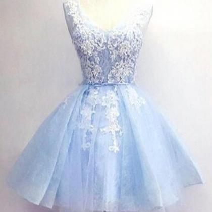 Homecoming Dresses,light Blue Short Prom..