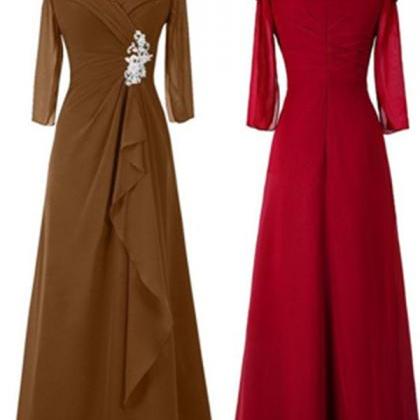 Evening Dresses, Prom Dresses,long Sleeves Brown..