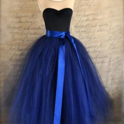 Homecoming Dresses,navy Tulle Lined With Black..